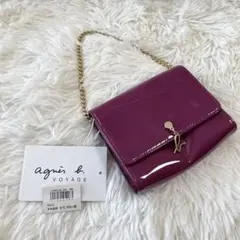 【新品未使用】アニエスベー ミニバッグ エナメル ロゴ金具