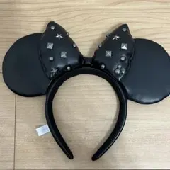 【美品】ディズニーカチューシャ ミニーカチューシャ レザー スタッズ