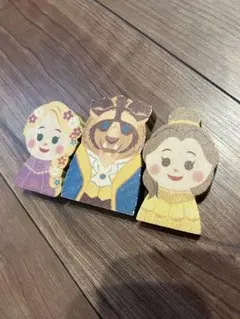 キデア　3個　木製キャラクター人形セット（ラプンツェル、ベル、野獣）