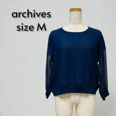 archives アルシーヴ 切替シアースリーブトップス ネイビー M【261】のサムネイル