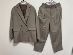 ブラウン系チェック ダブルブレストセットアップ