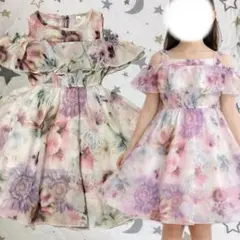 120 キッズ 肩空き(オフショル) 花柄 ワンピース