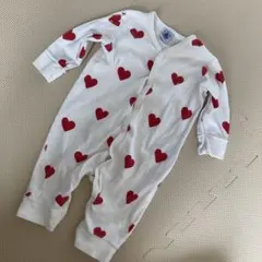 プチバトー　ハート柄ロンパース　足なしロンパース　カバーオール　67 6ヶ月