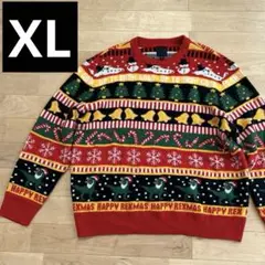 H&M クリスマス柄セーター XL 恐竜　雪だるま　ベル　赤