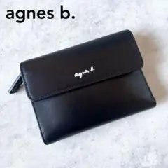 【美品✨】agnes b. アニエスベー 三つ折り財布 レザー ブラック 黒のサムネイル