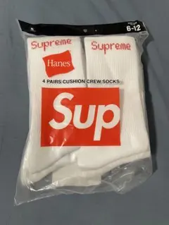 Supreme/Hanes Crew Socks White 1足