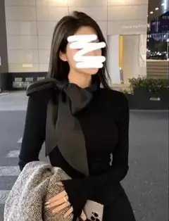リボン　長袖トップス