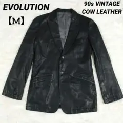 EVOLUTION【M】テーラードジャケット 牛革 レザー ヴィンテージ 黒