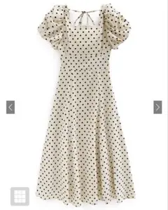 ドット柄バルーンスリーブフレアワンピース [ru1163] Sサイズ GRL