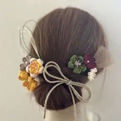 お花の髪飾り つまみ細工 振袖 卒業式 入学式2way コサージュ 035
