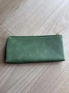 グリーン 合成皮革 ペンケース