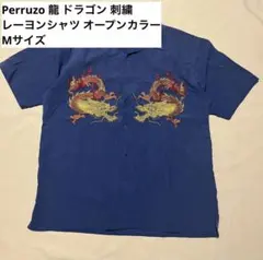 【希少】Perruzo 龍 ドラゴン 刺繍 レーヨンシャツ オープンカラー
