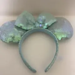 ディズニーミニーカチューシャミントグリーン オーロラスパンコール
