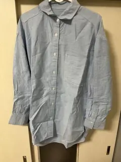 ライトブルー コットンボタンアップシャツM