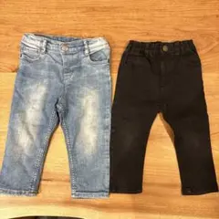 H&M デニムボトムス 80cm ブランシェス　ブラックボトムス　90㎝　保育園
