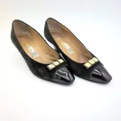 GIVENCHY ジバンシー ブラック スエード エナメル パンプス ゴールドのサムネイル
