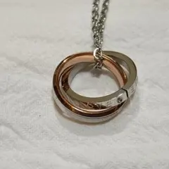 新品 ダブルリングネックレス ステンレス