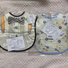 子供用お食事エプロンセット（タキシード・花柄）