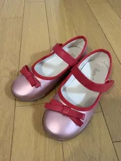 リボン付き　ピンクシューズ　17センチ