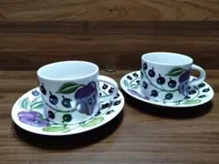 アラビア パラティッシ ティーカップ＆ソーサー パープル 2客セット