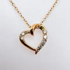 ひ*り様 【4℃】ゴールド ハートネックレス SILVER ストーンCZ 40c