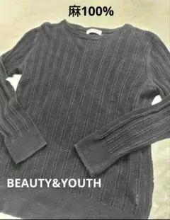 BEAUTY&YOUTH リネン透かし編みプルオーバー 麻素材 洗える