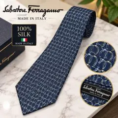 Salvatore Ferragamo ネクタイ ネイビー系 イタリア製