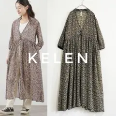 希少 ミナペルホネン fog カシミヤ混 コットン ガーゼ ワンピース 総柄