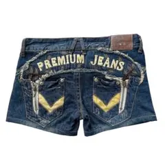 平成ギャル デニム ショートパンツ バック刺繍デザイン y2k ショーパン