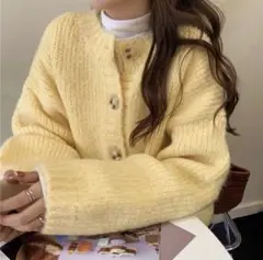 【新品】ニットカーディガン　イエロー