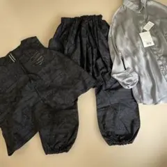 着物リメイク　着物反物　正絹紬　セットアップ　ブラウスもおまけ付　新品　刺し子