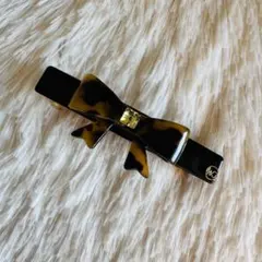 バレッタ 髪留め ヘアアクセサリー 立体 リボン アセテート べっ甲 ブラック