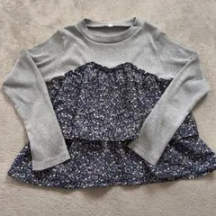 フラワープリント長袖カットソー 130cm