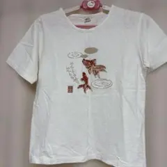 金魚プリント ホワイトTシャツ