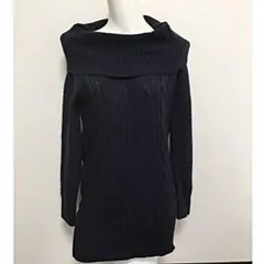 超美品、可愛い！オフショルケーブルニットチュニックワンピース