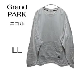 【Grand PARK】ニコル カットソー フロントポケット ホワイト LL