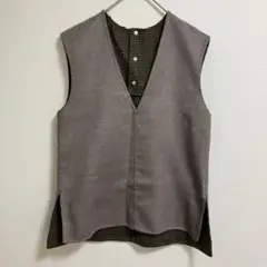 【着回し力抜群】リバーシブルベスト／チェック×グレー／美品