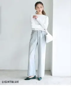 ベースメントオンライン　ストレートバギーデニムパンツ　ライトブルー　XSのサムネイル
