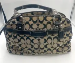 COACH シグネチャー 2WAYバッグ グレー黒 キャンバスレザー