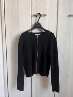ZARA ブラック ノーカラーニットジャケット