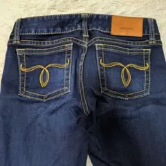 美品✨マウジー パウダーデニム スキニー インディゴ 金糸 革パッチ