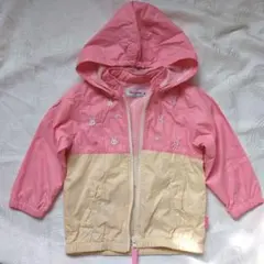 ミキハウス ウサギ刺繍ジャケット ピンク/ベージュ 90cm　ウインドブレーカー