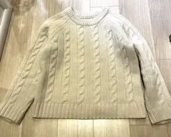 美品 MHL ウール100% ケーブル編みニット ホワイト マーガレットハウエル