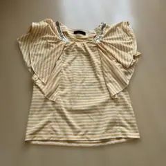 green label relaxing ストライプ フリル袖 Tシャツ