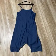 ワンピース ダークブルー サロペット デニム風