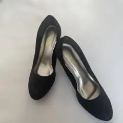 黒 プリーツデザイン 中ヒールパンプス、ブライダル、結婚式、パーティー