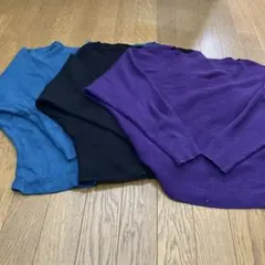 長袖ニット 緑　黒　紫　Mサイズ 3点セット