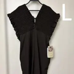 しまむら　シャーリングサロペット秋物　ブラウンL