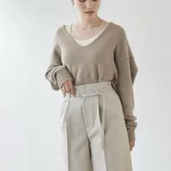 【美品】グリーンレーベル　コットン　ローピンクＶネックニット　プルオーバー