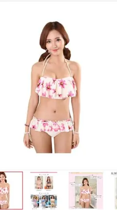新品　フレアトップビキニ２点セット 花柄 レディース水着  新品未使用